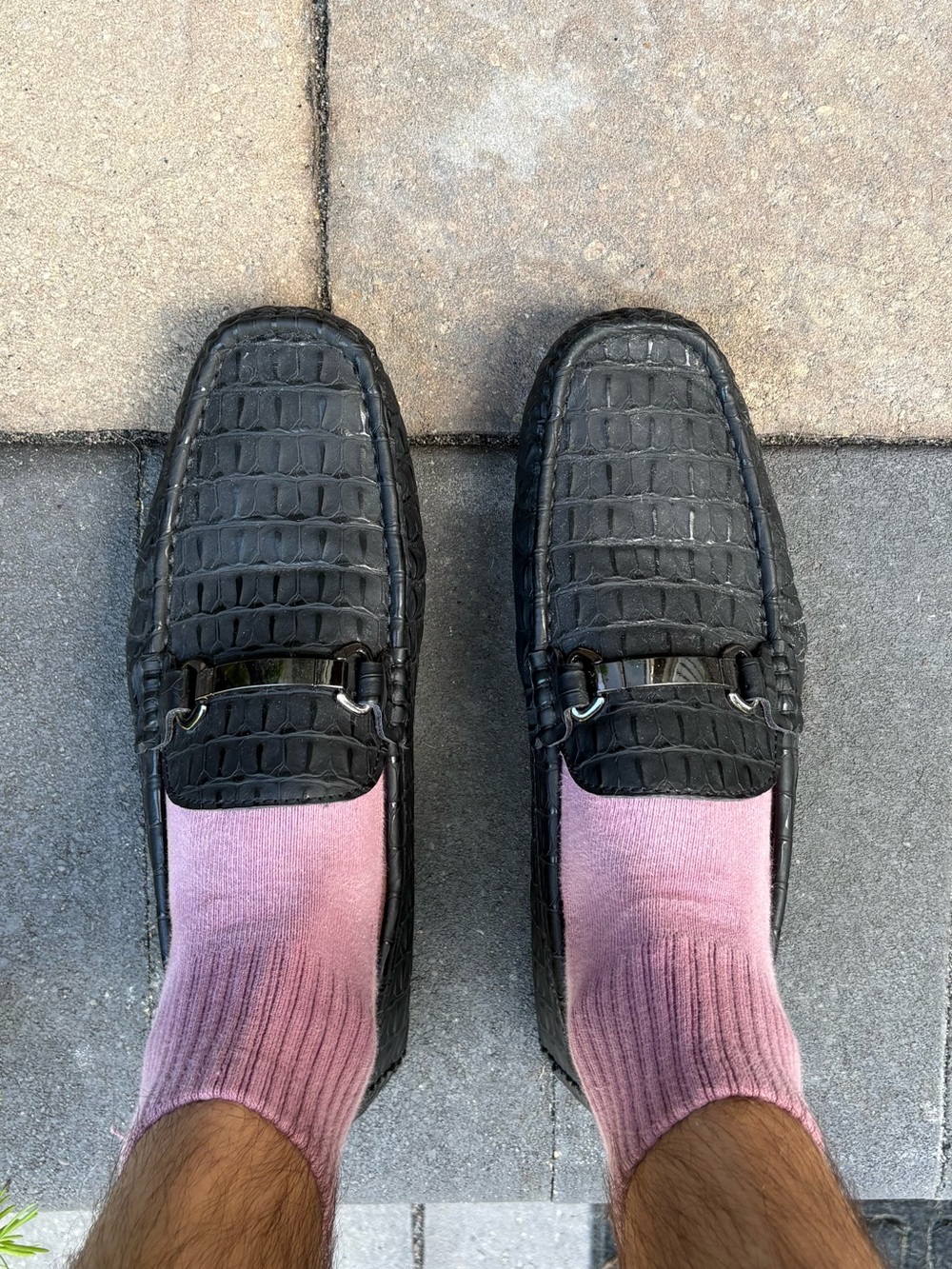 Faux crocodile black loafers size 10
